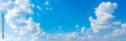 Panorama of blue sky and White cloud nature background. Panoramic of Beautiful cloud in blue sky. photo