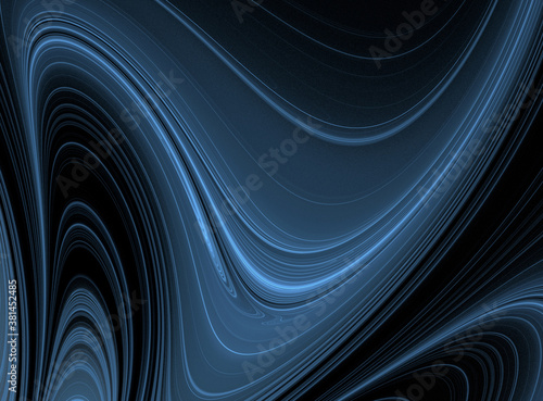 Abstract fractal blue waves on black background