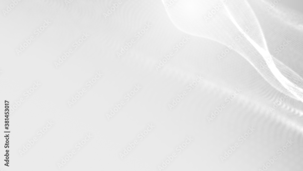Obraz premium Dot white gray wave light technology texture background. Abstract big data digital concept. 3d rendering.