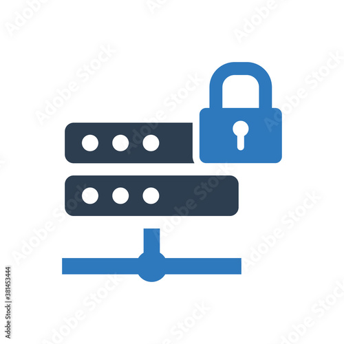 data server lock icon - storage protection icon