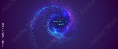 Glowing particles liquid dynamic flow background. Trendy fluid cover design. Eps10 vector illustration