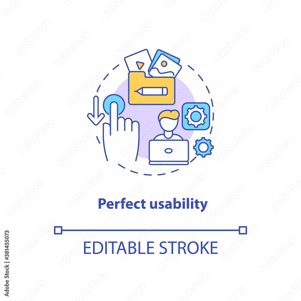 Perfect usability concept icon. App feature idea thin line illustration. User experience. Easy system interface. Quality attribute. Vector isolated outline RGB color drawing. Editable stroke