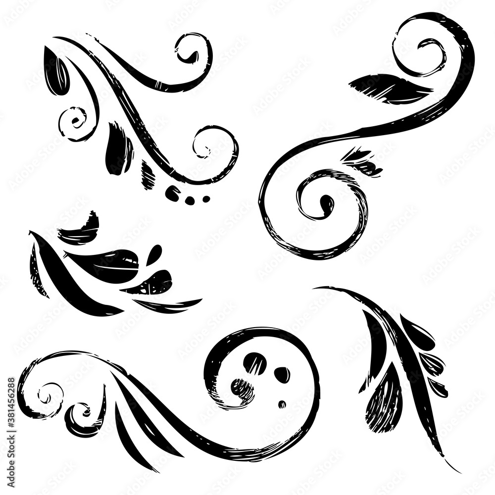 Obraz premium Grunge floral pattern; vector set