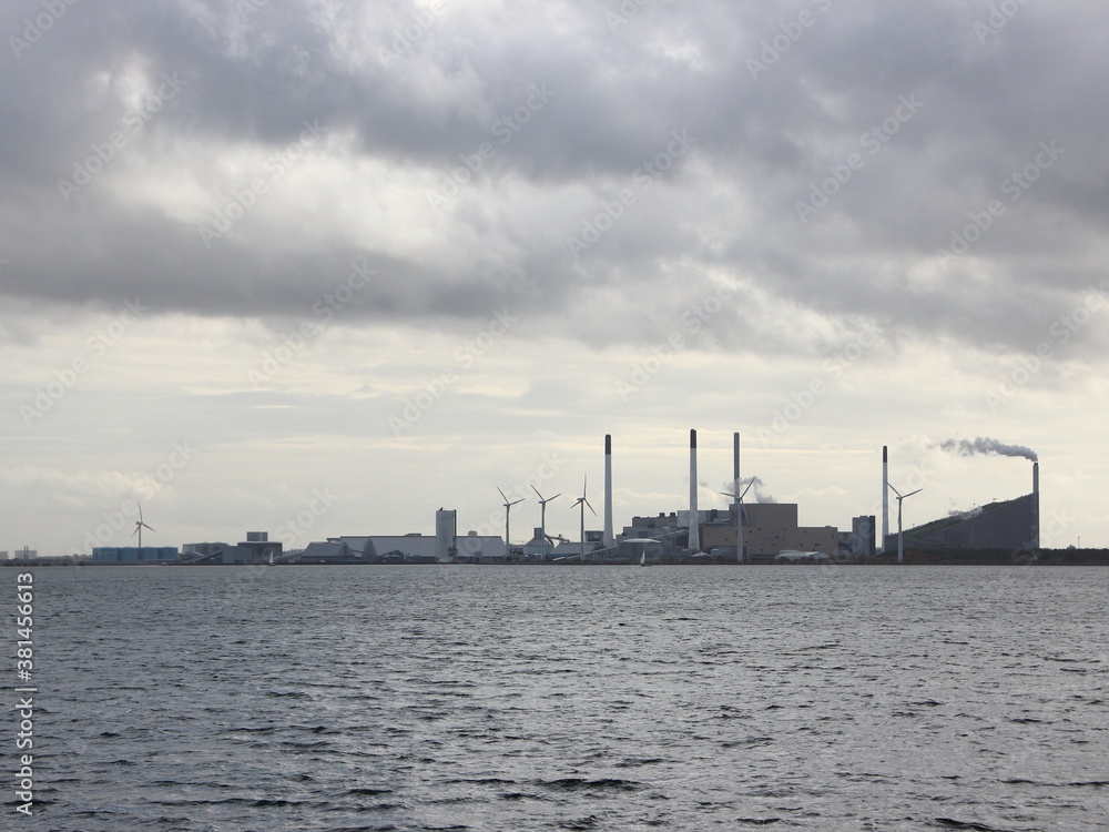 Copenhagen Industrial Ocean View with Power Plant