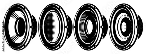 A set of different speakers. Monochrome vector illustration. Elements for design photo