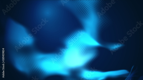 Dot blue wave light screen gradient texture background. Abstract technology big data digital background. 3d rendering.