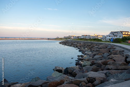 A Beautiful View of the Ocean and Sky at the North Wildwood Sea Wall In New Jersey