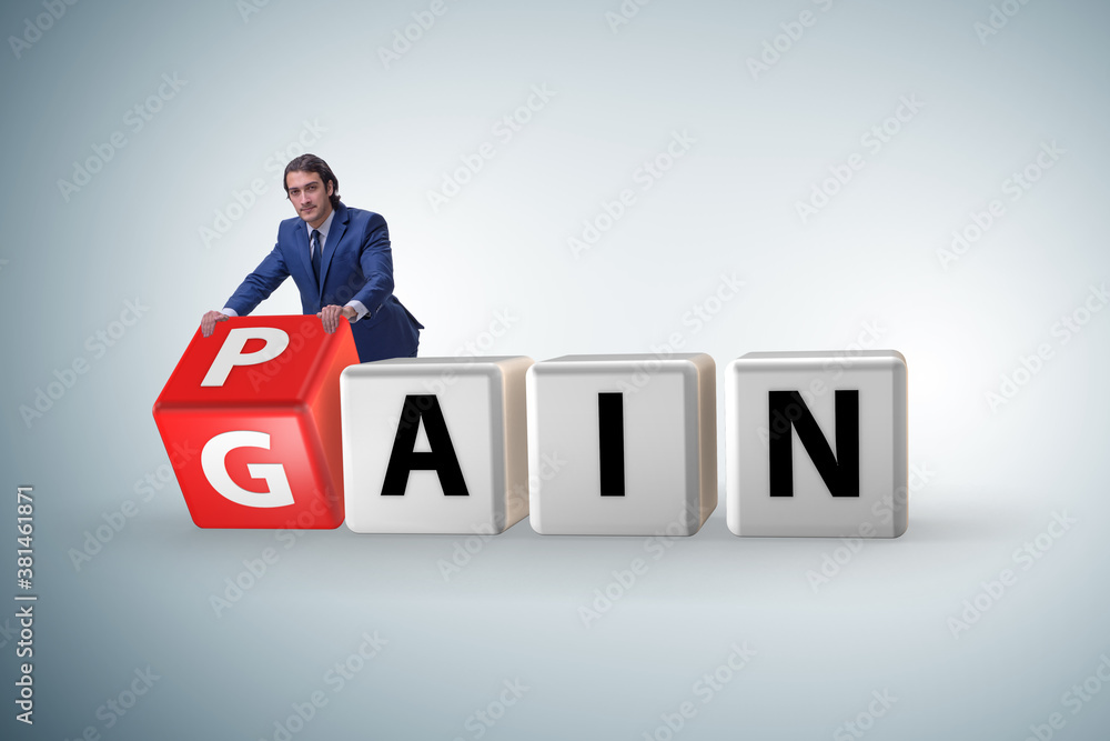 No pain no gain concept with businessman No pain no gain concept with businessman