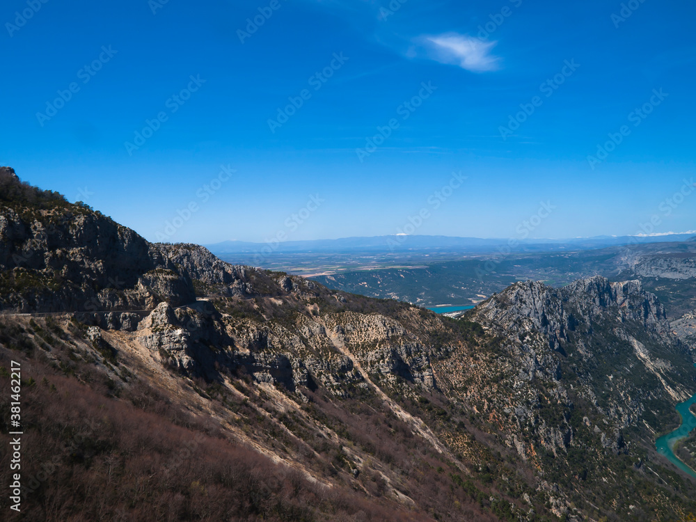 Obraz premium The Verdon Gorge (Gorges du Verdon), a river canyon in Cote d'Azur, Provence, France
