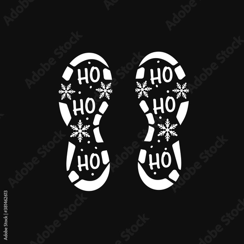 Santa footprint on black background