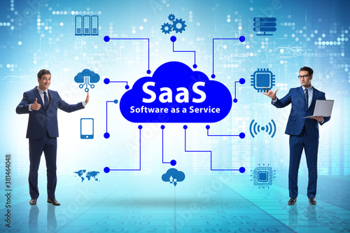 Software as a service - SaaS concept with businessman photo