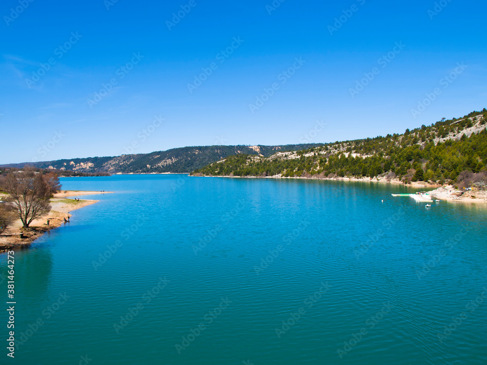 Lac de Sainte-Croix lake and the Verdon Gorge (Gorges du Verdon), Cote d'Azur, Provence, France