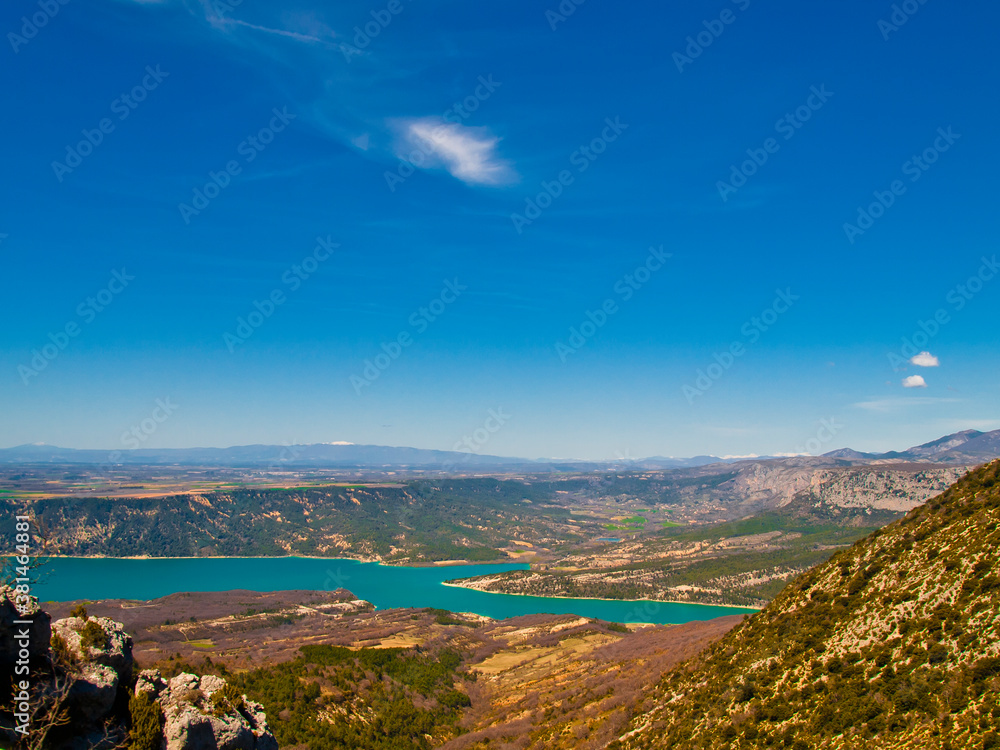 Lac de Sainte-Croix lake and the Verdon Gorge (Gorges du Verdon), Cote d'Azur, Provence, France