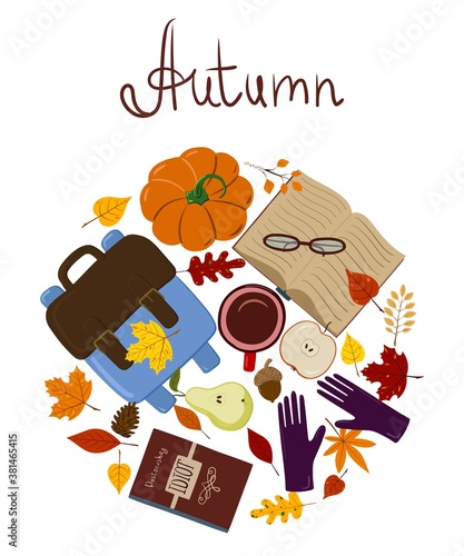 autumn still life crammed into a circle