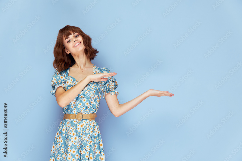 Pretty brunette smile gesture hands fun Copy Space attractive look Pretty brunette smile gesture hands fun Copy Space attractive look