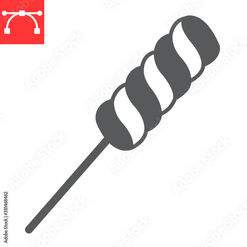 Twist lollipop glyph icon, dessert and deliciois, swirl lollipop sign vector graphics, editable stroke solid icon, eps 10.