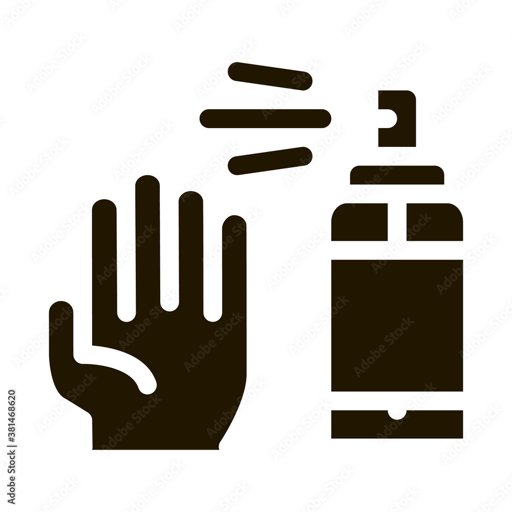 Obraz premium Hand And Bottle Spray glyph icon vector. Hand And Bottle Spray Sign. isolated symbol illustration
