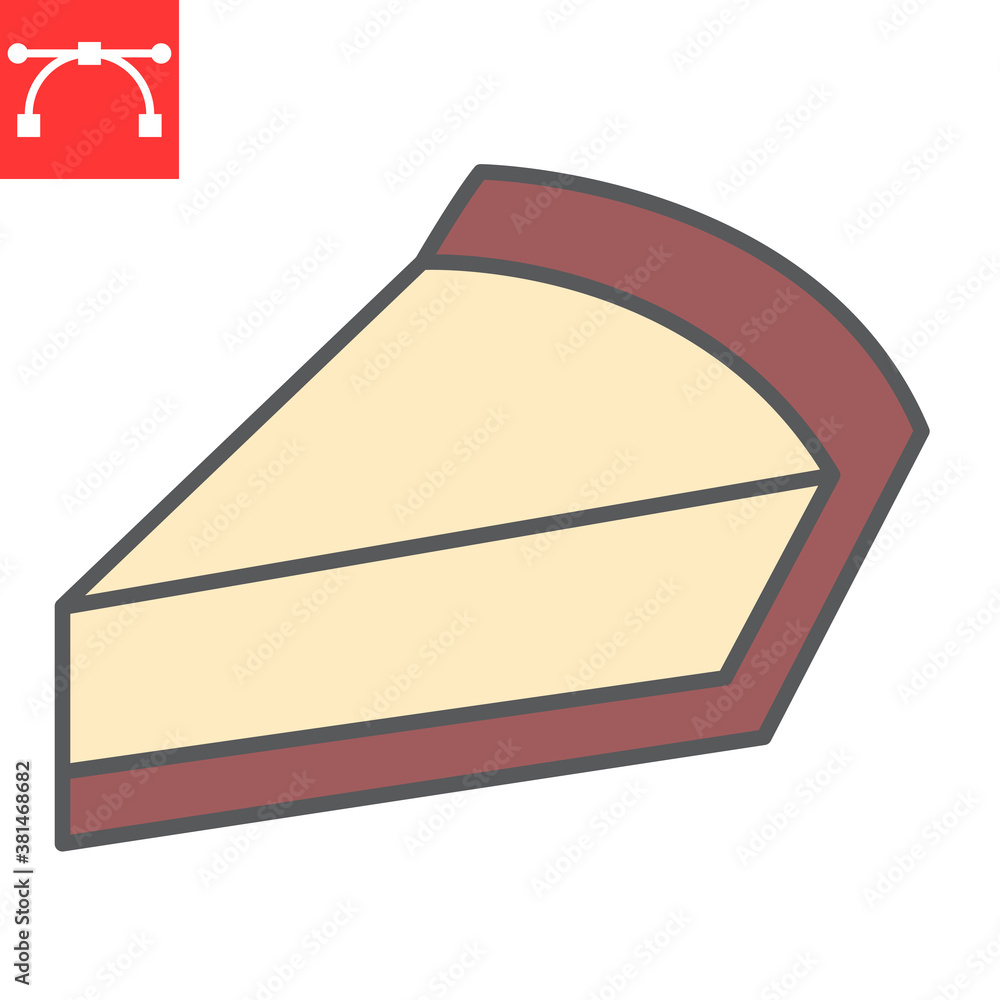 Cheesecake color line icon, dessert and cake, piece of cheesecake sign vector graphics, editable stroke filled outline icon, eps 10. Cheesecake color line icon, dessert and cake, piece of cheesecake sign vector graphics, editable stroke filled outline icon, eps 10.