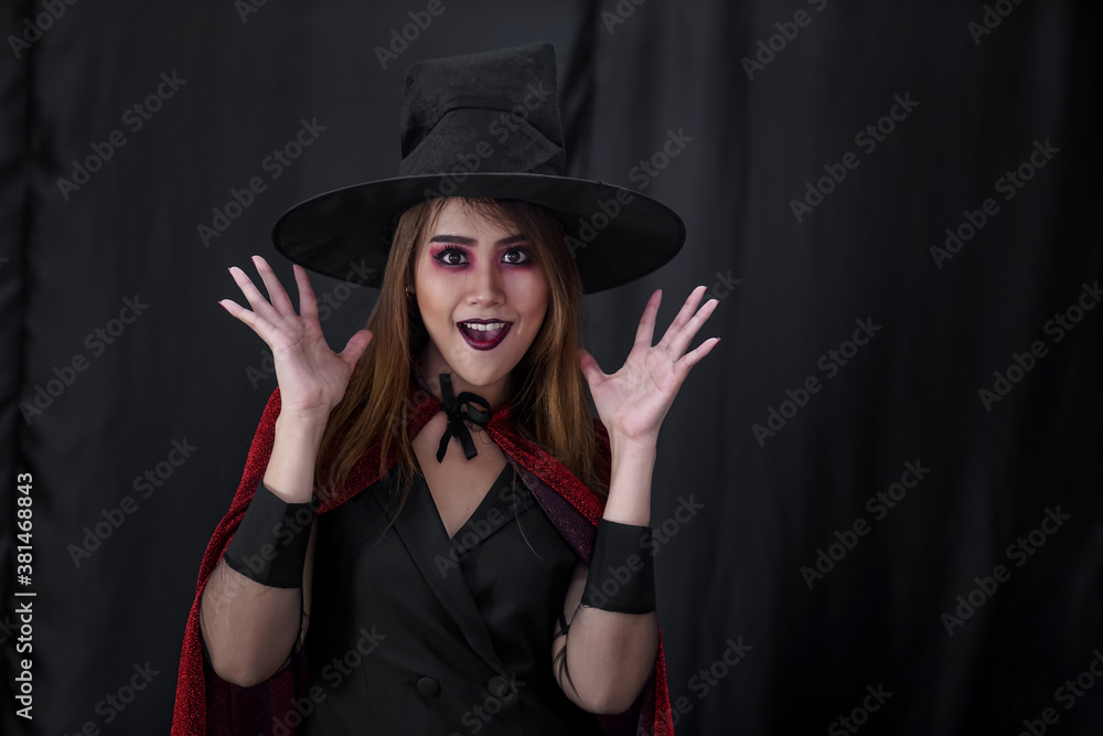 Portrait of asian woman in halloween cloth Portrait of asian woman in halloween cloth