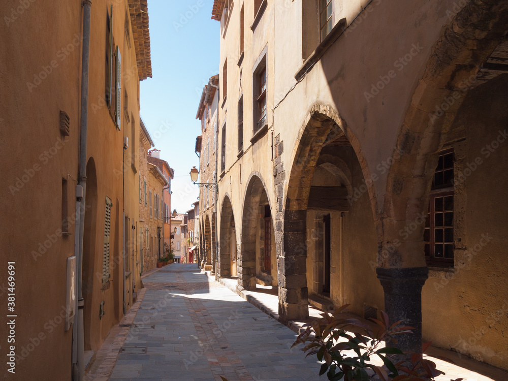 Street in Grimaud village, French Riviera, Cote d'Azur, Provence, southern France