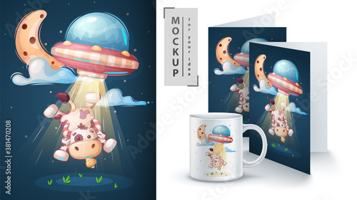 Ufo cow - poster and merchandising.