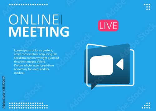 Online webinar, meeting. Webinars and web meetings at the level of colleagues, modern education. Vector illustration