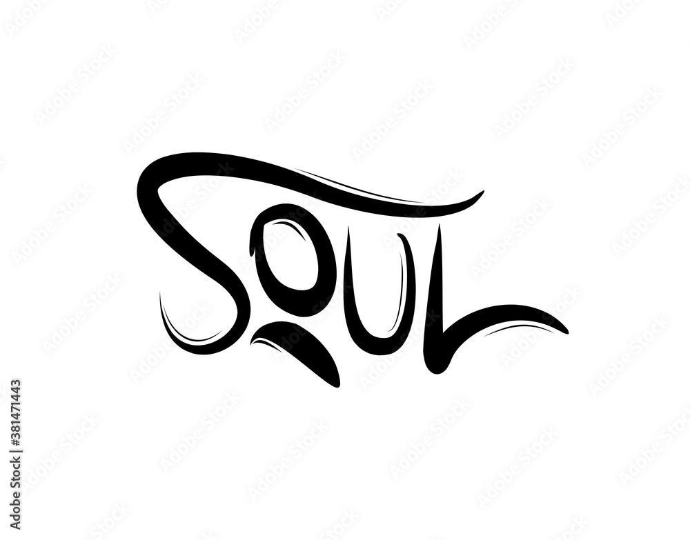 Soul Lettering Text on white background in vector illustration Soul Lettering Text on white background in vector illustration