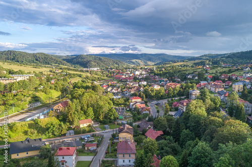 Krynica Zdrój, panorama z lotu ptaka