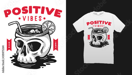 Skull cocktail tshirt design