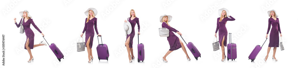 Woman going to summer vacation isolated on white Woman going to summer vacation isolated on white