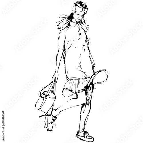 Vector free hand drawing illustration of a woman