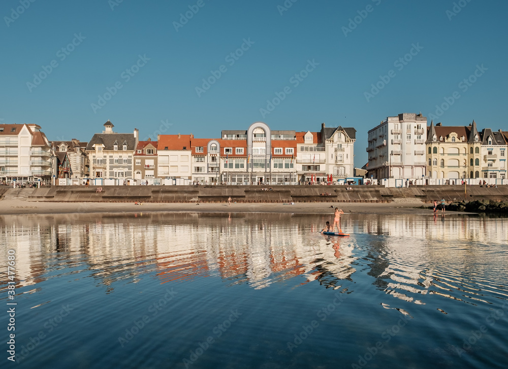 Seafront of the French town of Wimereux on a summer day.