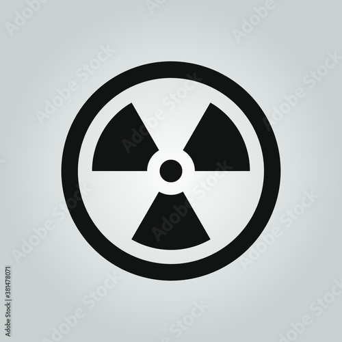 Vector black radiation icon on gray background.