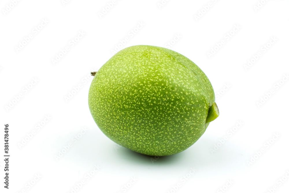 Walnut in peel isolated on white background. Walnut in peel isolated on white background.
