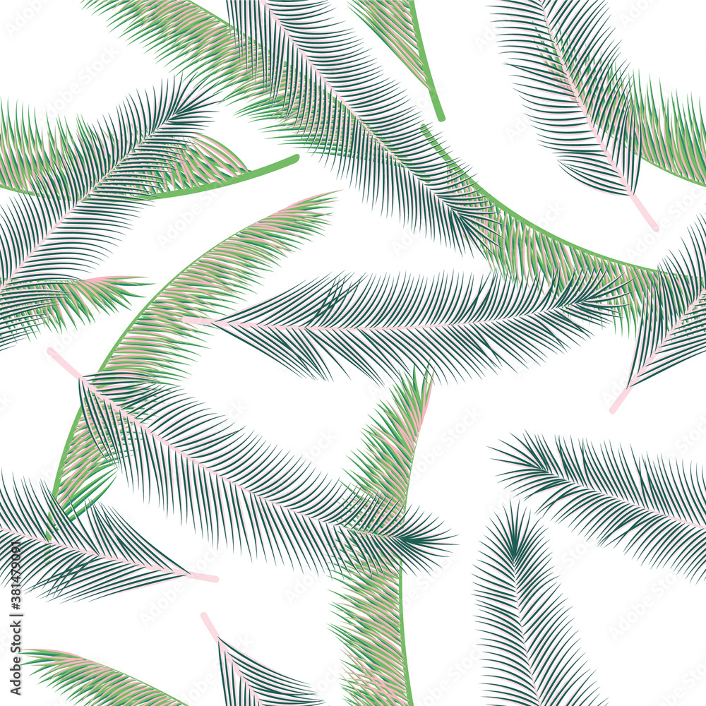 Natural palm tree branches vector ornament. Vintage wrapping paper. Natural organic palm tree branches textile print seamless pattern.