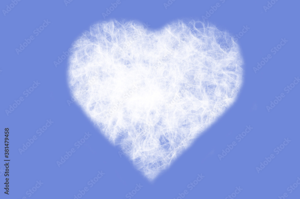 An illustration of heart shaped cloud on a light blue background.