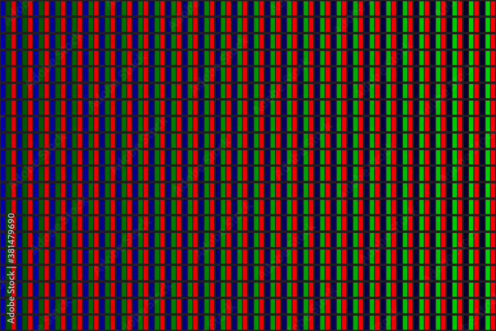 led screen texture. lcd panel pattern. RGB Screen dots seamless pattern. Analog display television. Vector