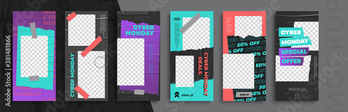 Cyber Monday Sale. Trendy editable Stories template. Design  for social media. 