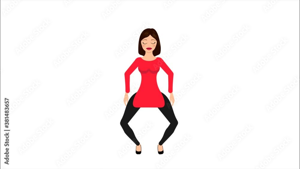 young woman practicing exercise animation with optional luma matte. Alpha Luma Matte included. 4k video young woman practicing exercise animation with optional luma matte. Alpha Luma Matte included. 4k video