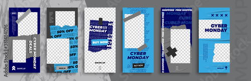 Cyber Monday Sale. Trendy editable Stories template. Design  for social media. 