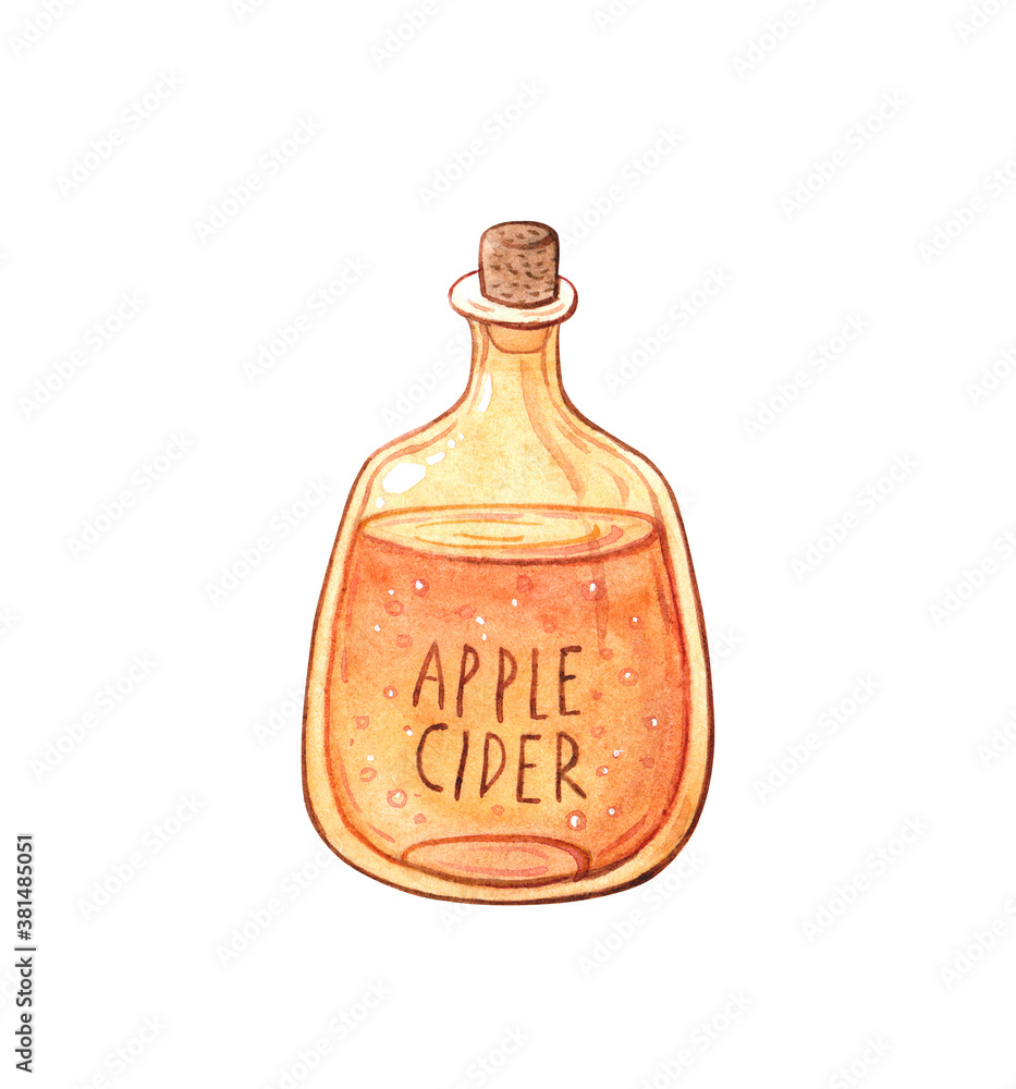illustration of apple cider in glass bottle illustration of apple cider in glass bottle