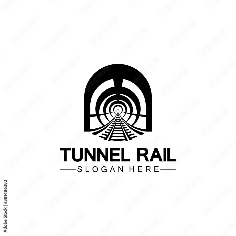 Rail with tunnel logo icon vector design template