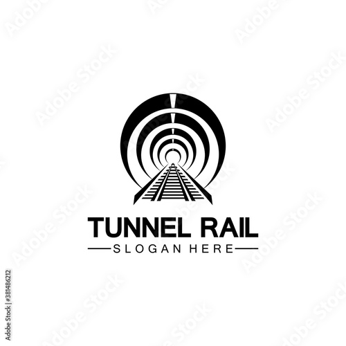 Rail with tunnel logo icon vector design template