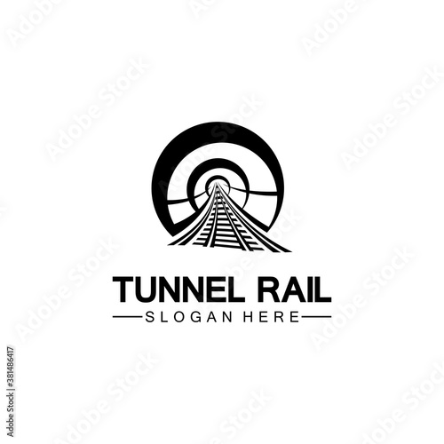 Rail with tunnel logo icon vector design template