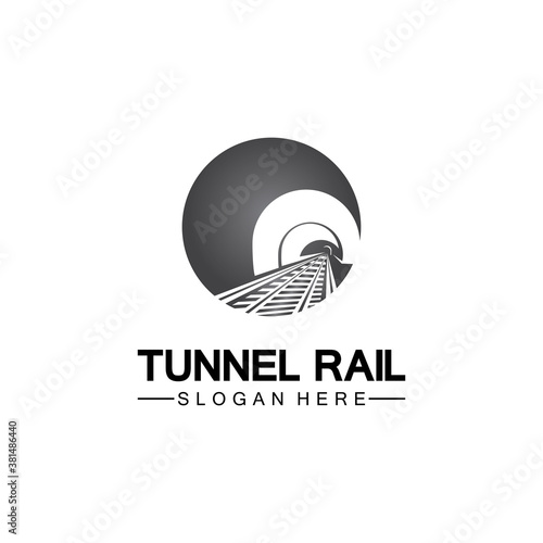 Rail with tunnel logo icon vector design template
