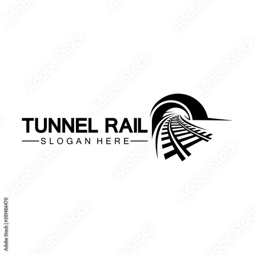 Rail with tunnel logo icon vector design template