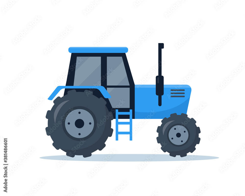 Farm blue tractor isolated on white background. Farm blue tractor isolated on white background.