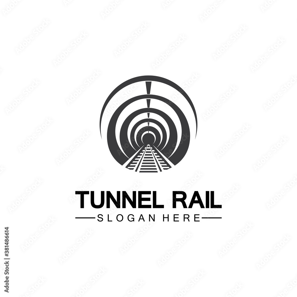 Rail with tunnel logo icon vector design template