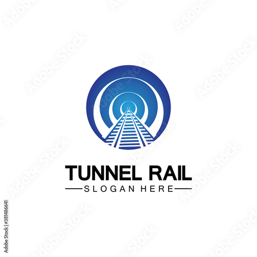 Rail with tunnel logo icon vector design template