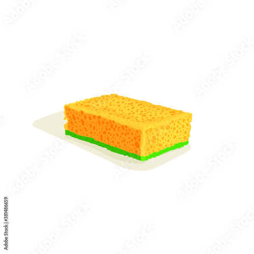 Yellow sponge for washing dishes. Vector stock illustration eps10